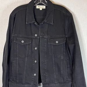 Madewell Jean Jacket Womens Medium Oversized Black Denim Trucker Lunar Wash